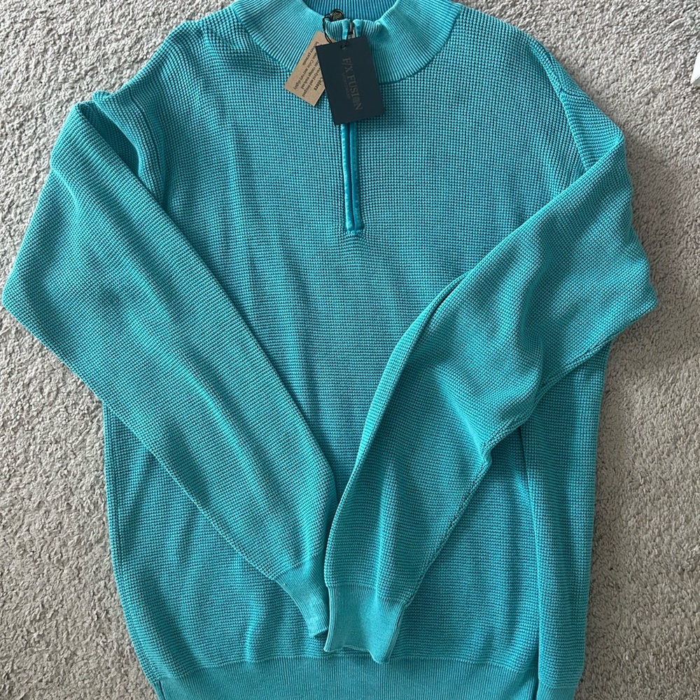 Men's Turquoise Zip-Up Sweater